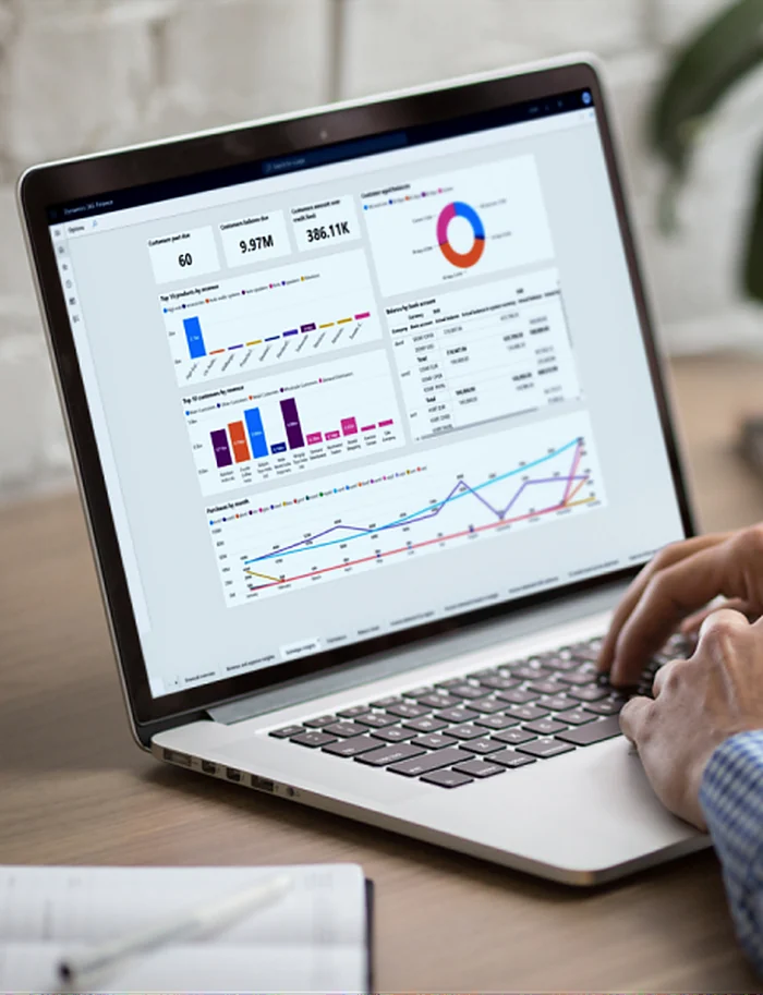 CRM dashboard on a laptop